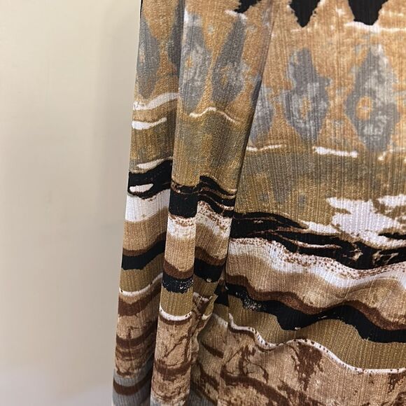 Notations brown multicolored beaded long sleeve blouse Size M EUC - Picture 4 of 9